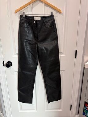 Wilfred Black Faux Leather Straight Leg Pants